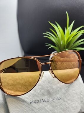 Michael Kors Women’s Rose Gold Aviator Sunglasses - Amber Lenses